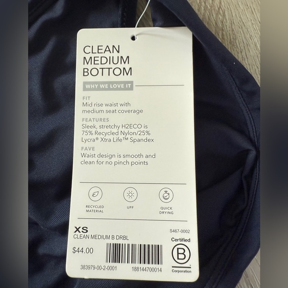 Athleta New with Tags Clean Medium Bikini Bottom BLUE SIZE M 383979 W0523 - Picture 5 of 7